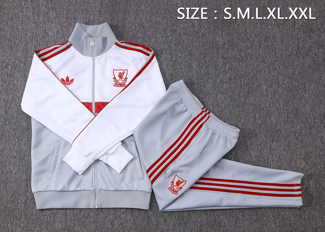 Survêtement Veste zippée Liverpool Gris Blanc