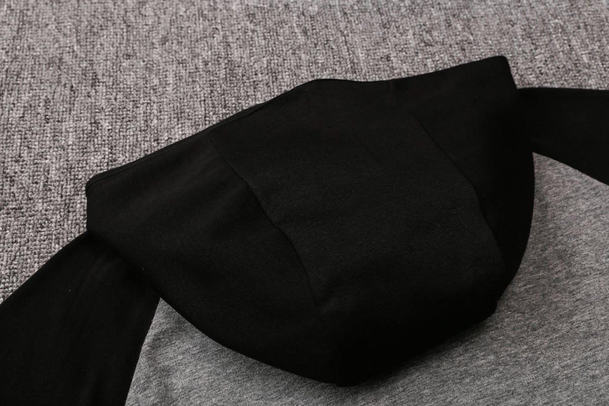Veste à Capuche Zippée Gris Poches Noires