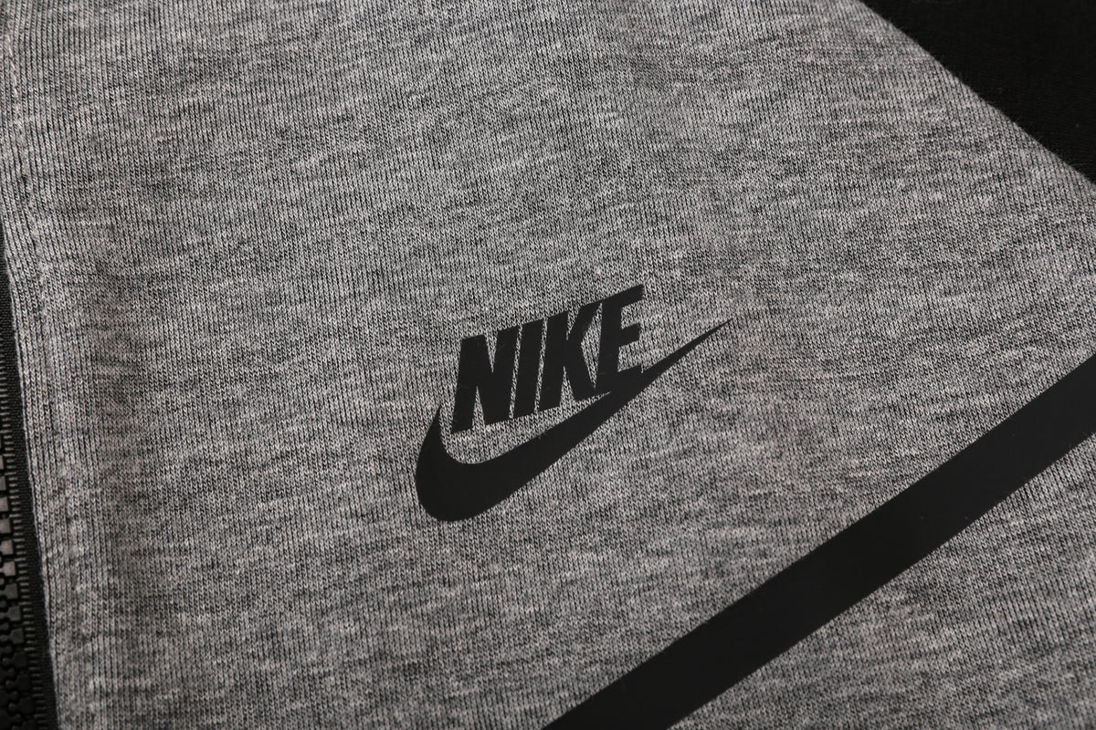 Veste à Capuche Zippée Gris Poches Noires