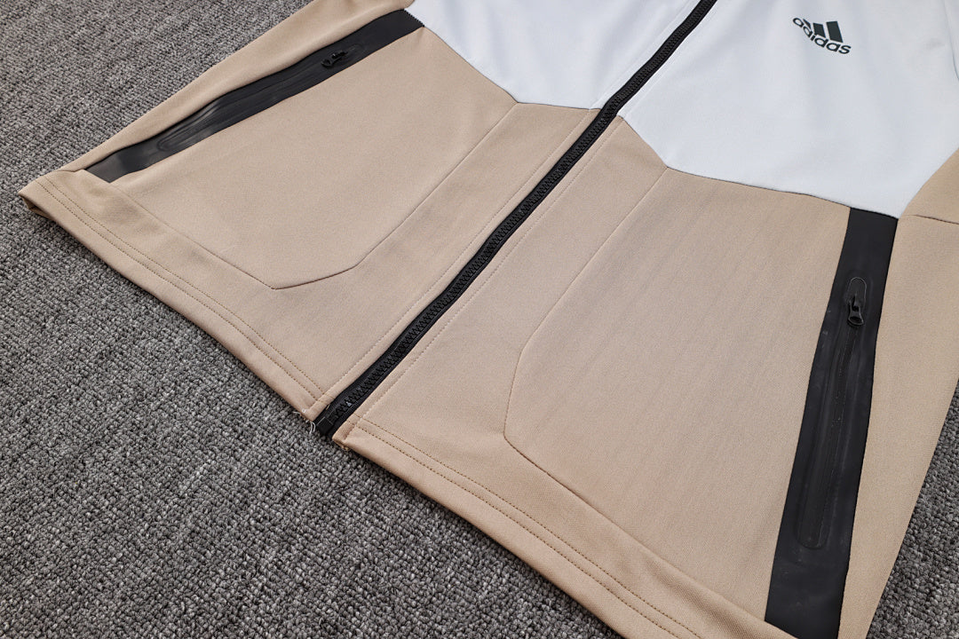 Veste à Capuche Zippée Kaki et Gris Clair 2023/24