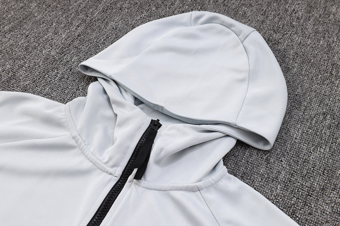Veste à Capuche Zippée Kaki et Gris Clair 2023/24