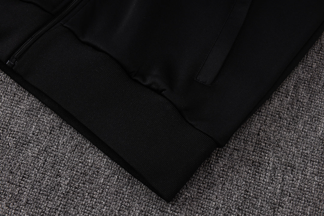 Veste à Capuche Zippée Noir et Blanc