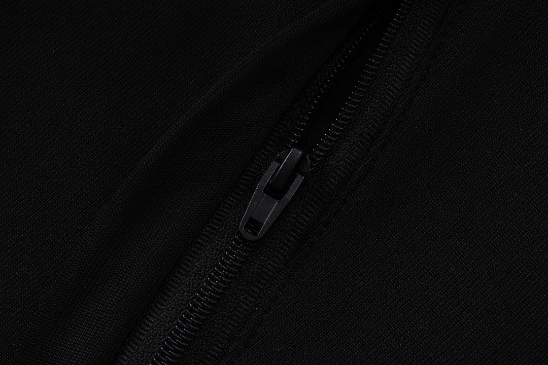 Veste à Capuche Zippée Noir et Blanc