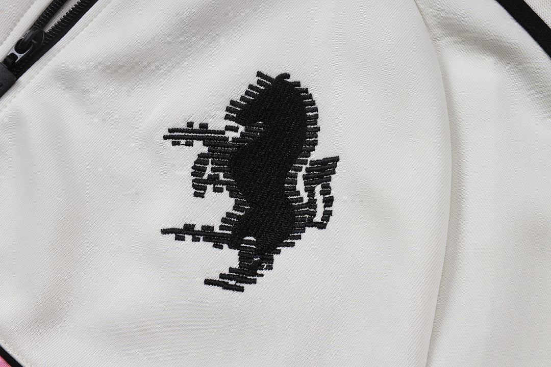 Veste à Capuche Zippée Noir et Blanc