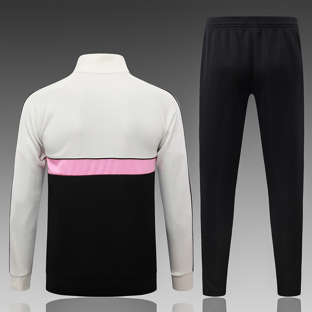Veste à Capuche Zippée Noir et Blanc