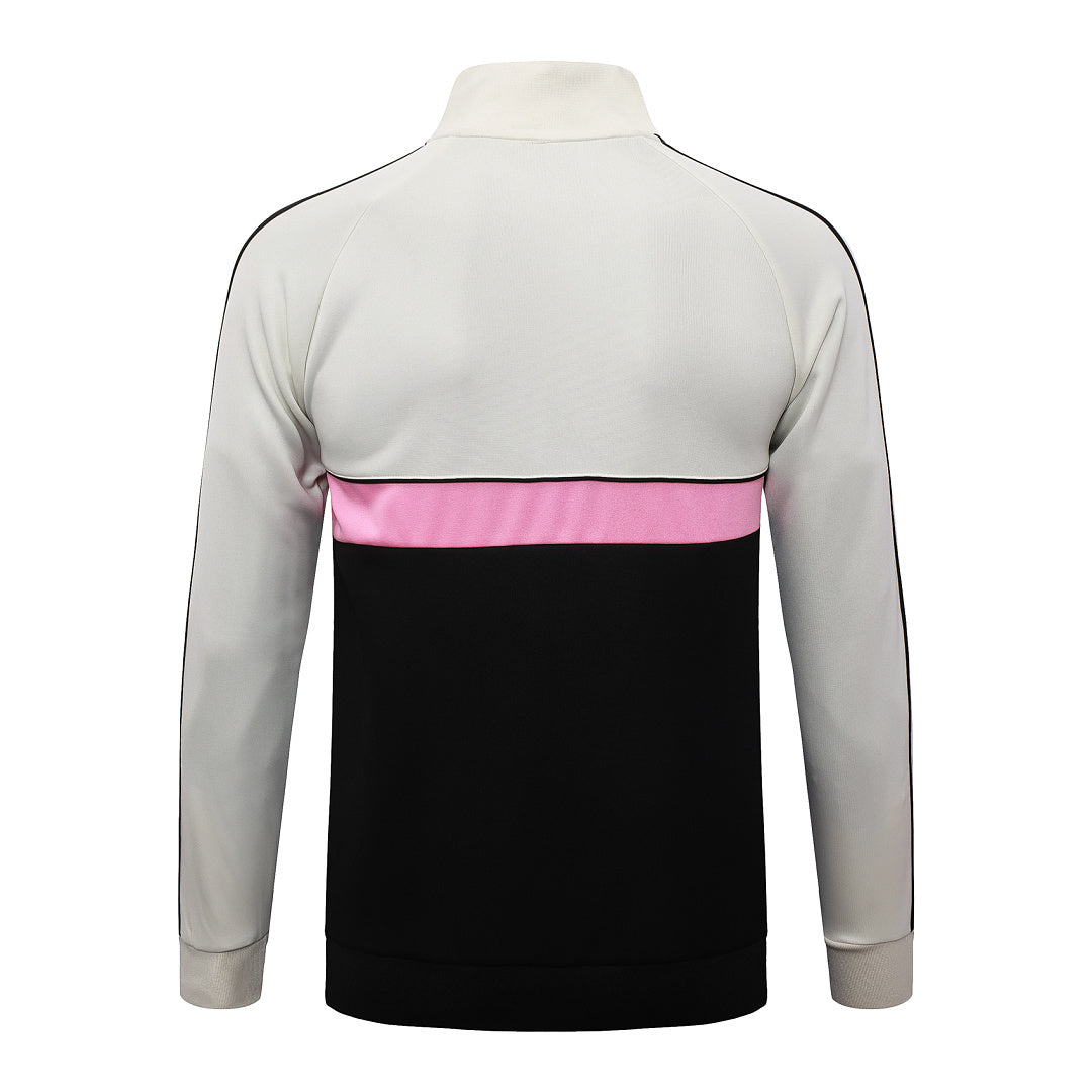 Veste à Capuche Zippée Noir et Blanc