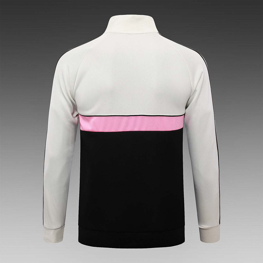Veste à Capuche Zippée Noir et Blanc