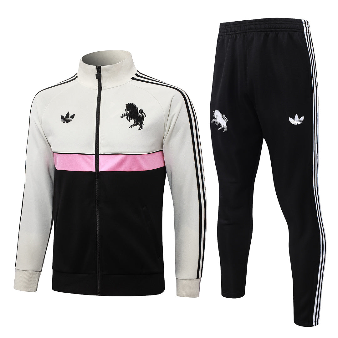 Veste à Capuche Zippée Noir et Blanc