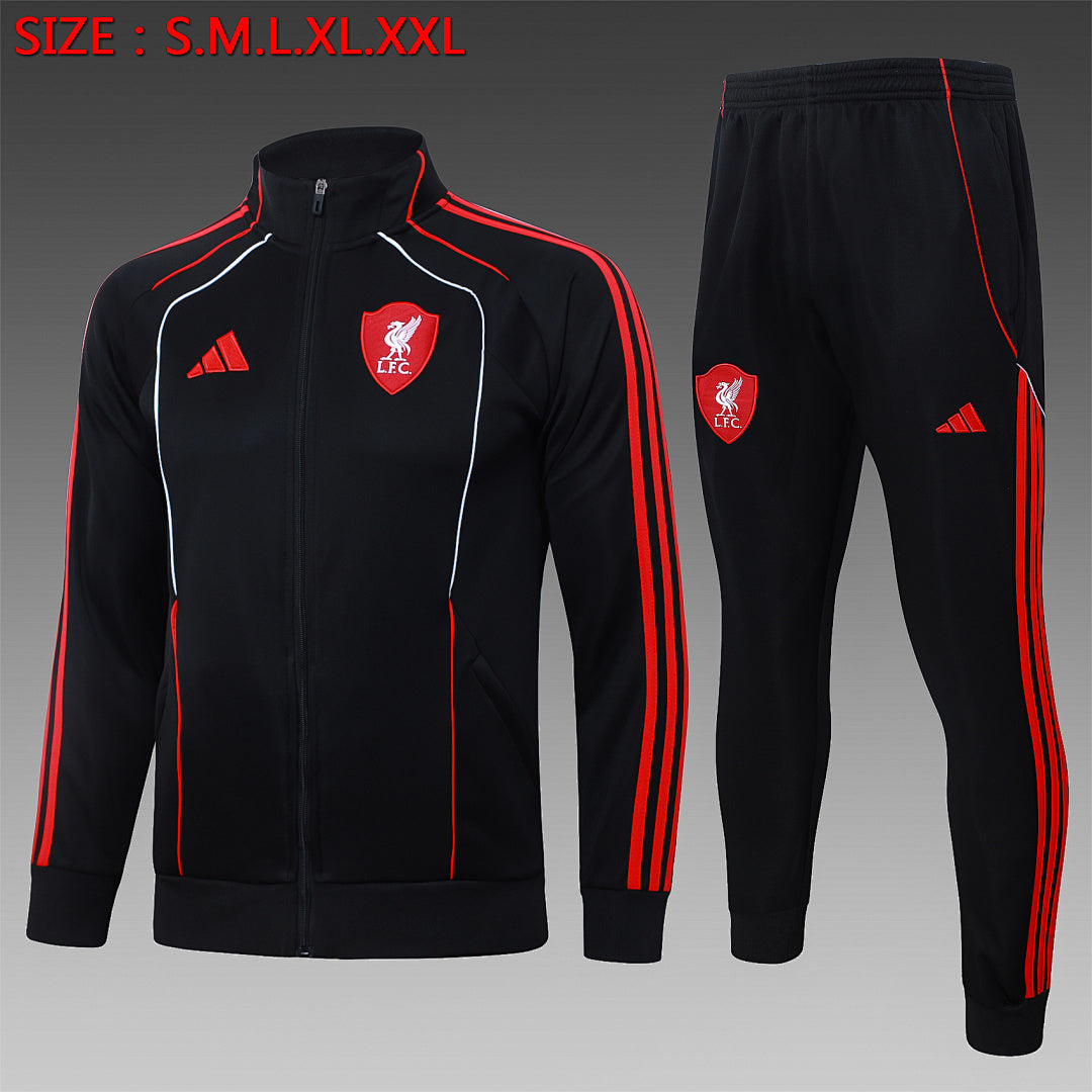 Veste à capuche zippée rétro Liverpool 2025/26 Noir