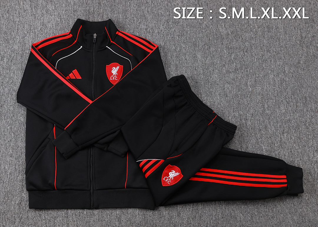 Veste à capuche zippée rétro Liverpool 2025/26 Noir