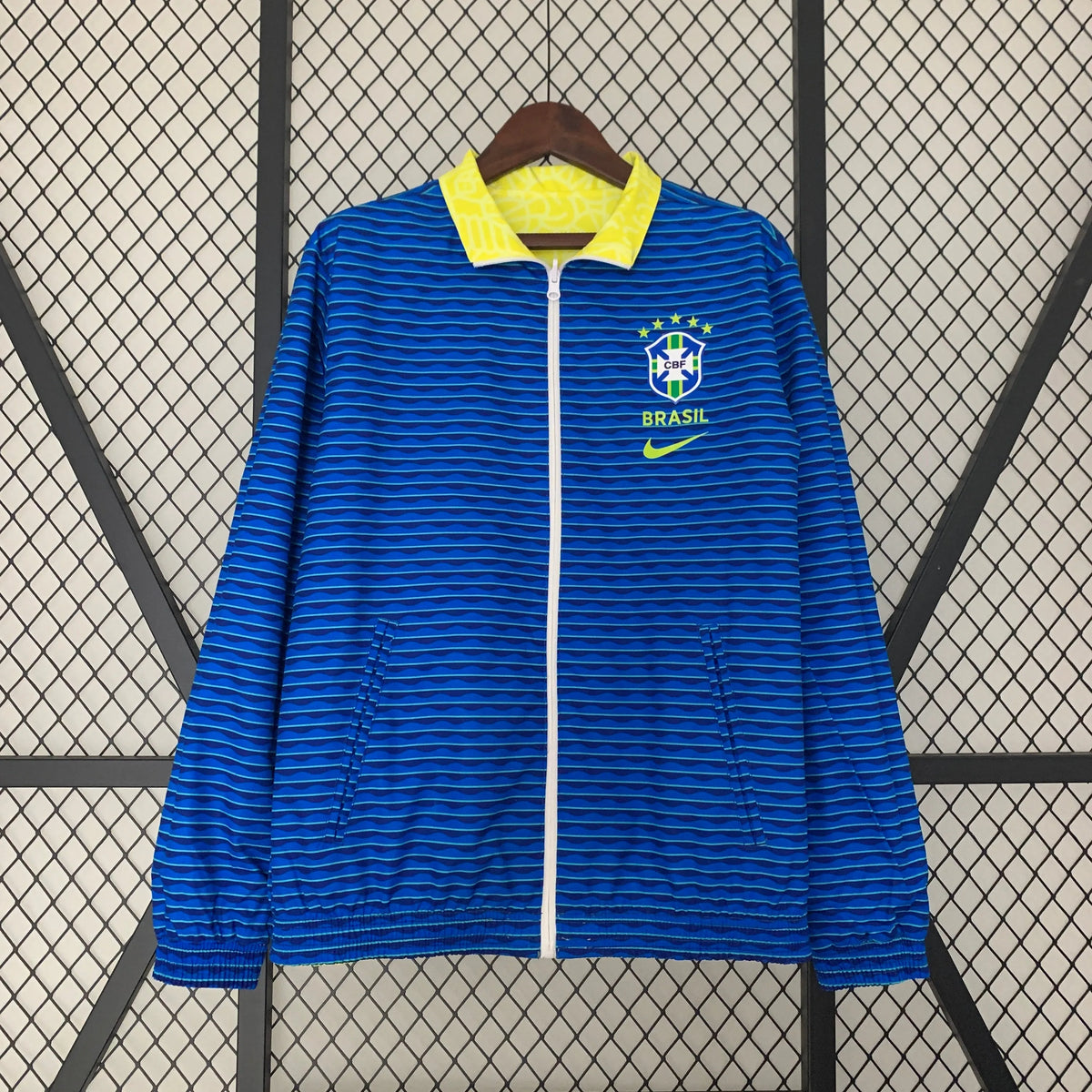 Veste coupe-vent Brésil/Brazil jaune/bleu 2023/24