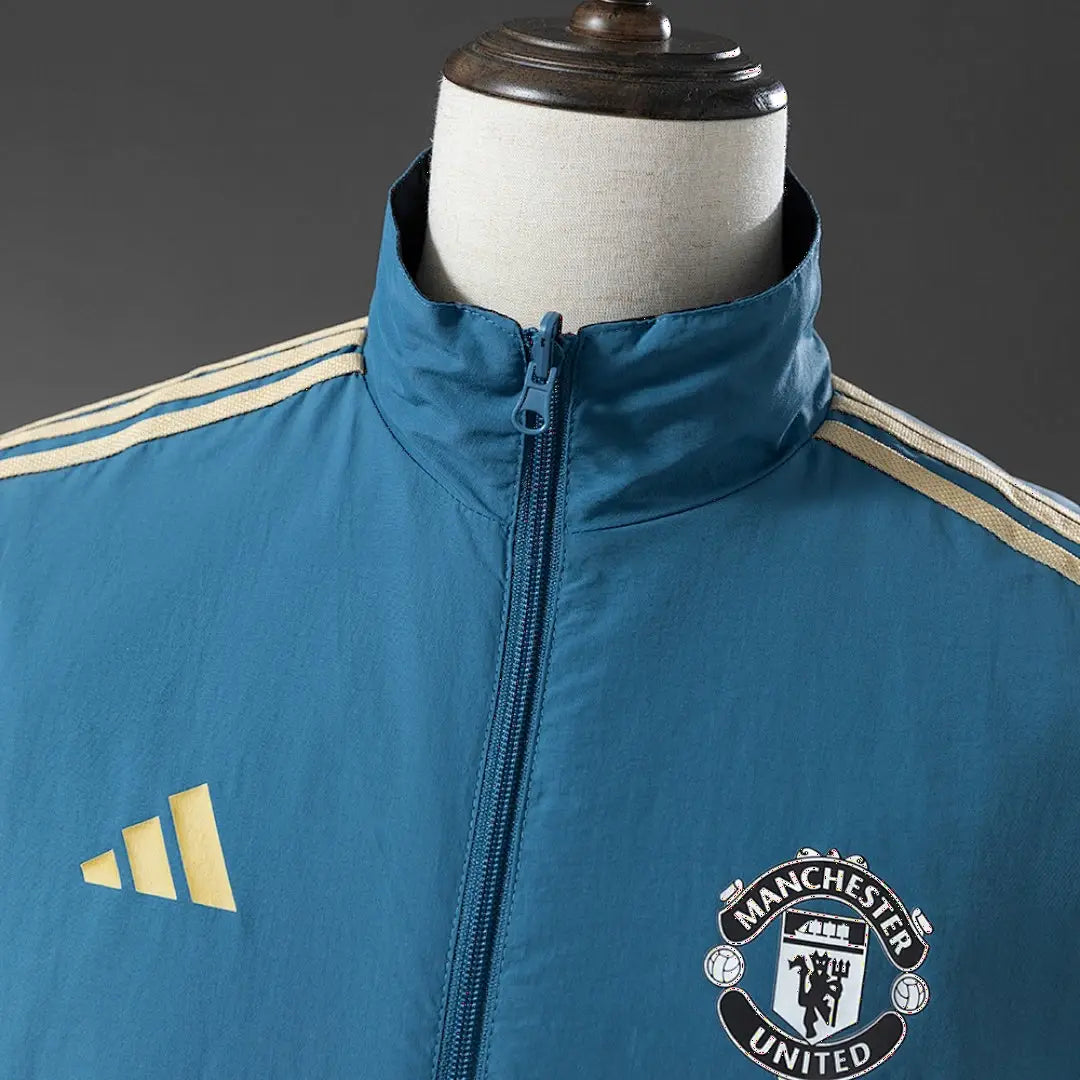 Veste Coupe-Vent Réversible Bleu et Noir