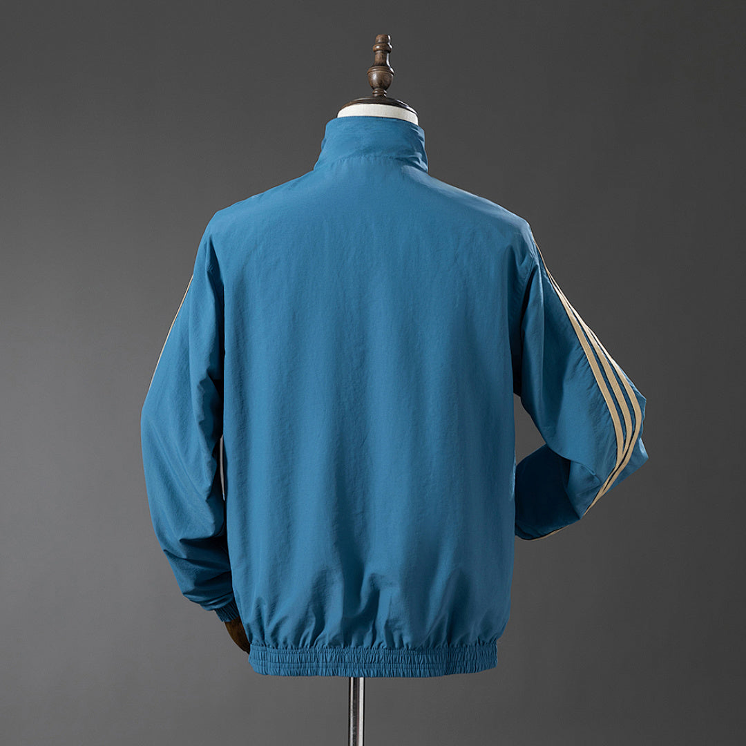 Veste Coupe-Vent Réversible Bleu et Noir