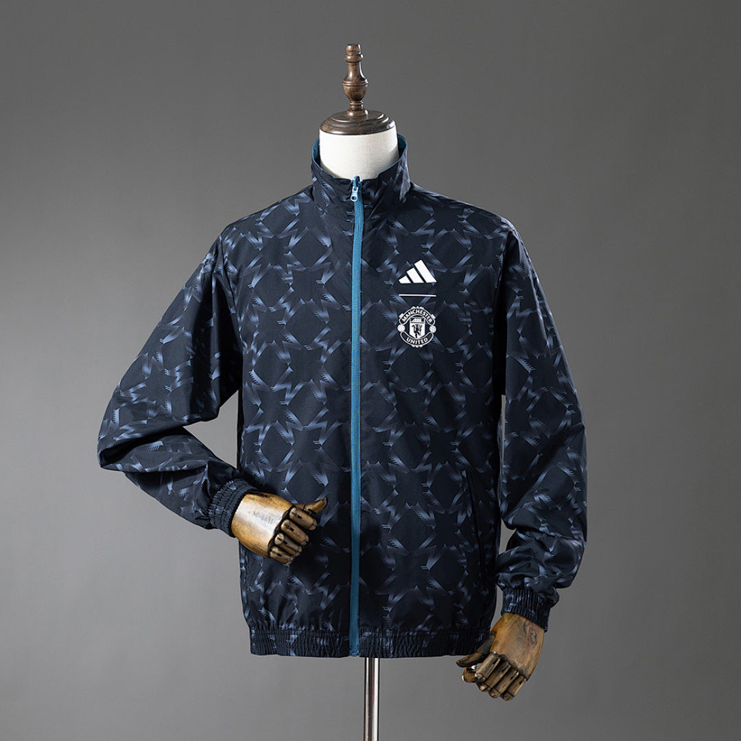 Veste Coupe-Vent Réversible Bleu et Noir