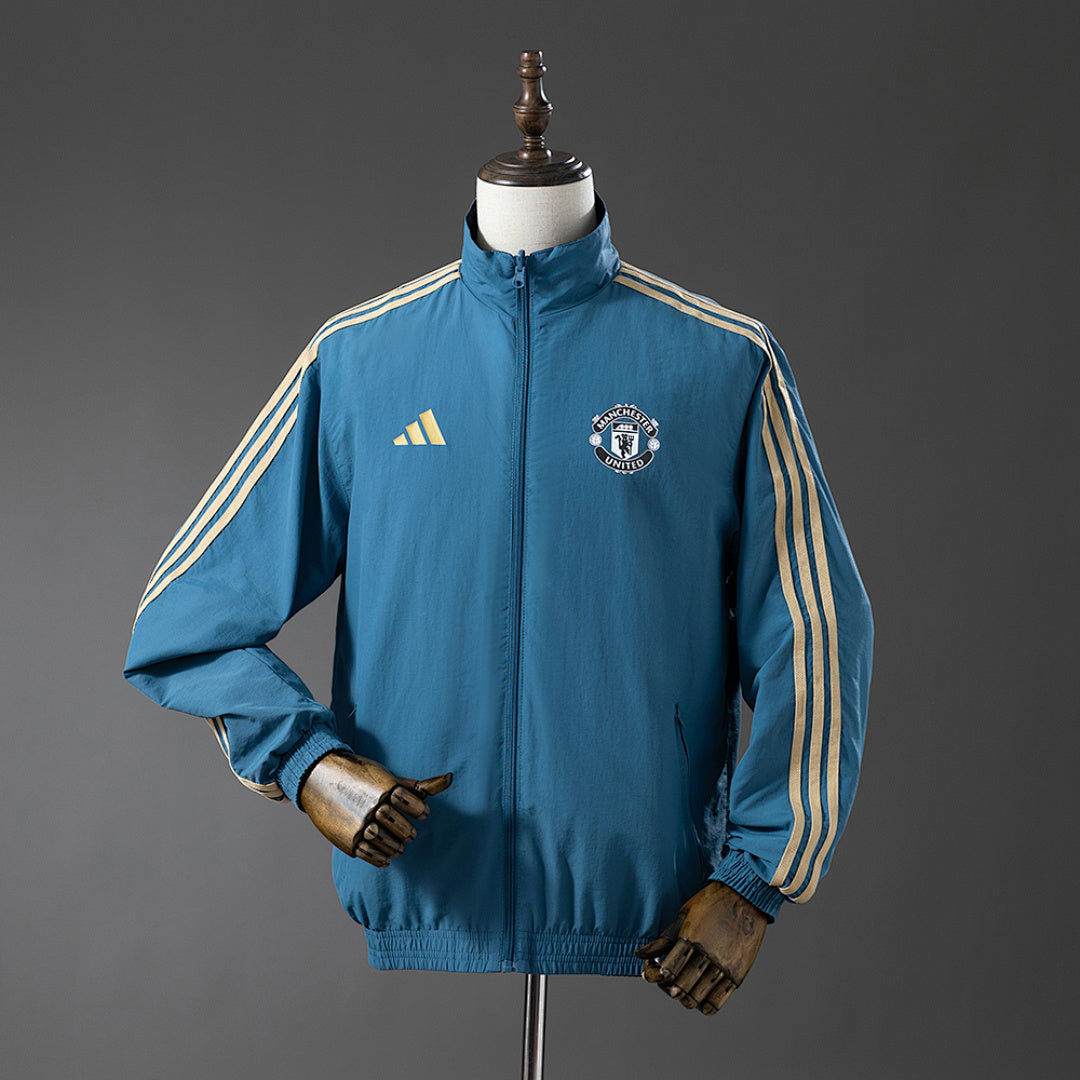 Veste Coupe-Vent Réversible Bleu et Noir