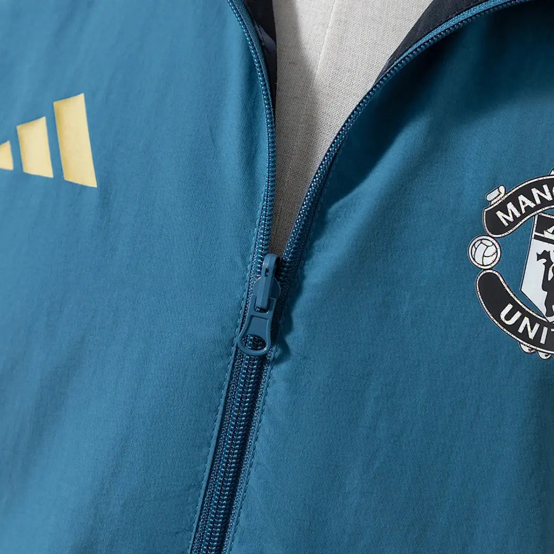 Veste Coupe-Vent Réversible Bleu et Noir