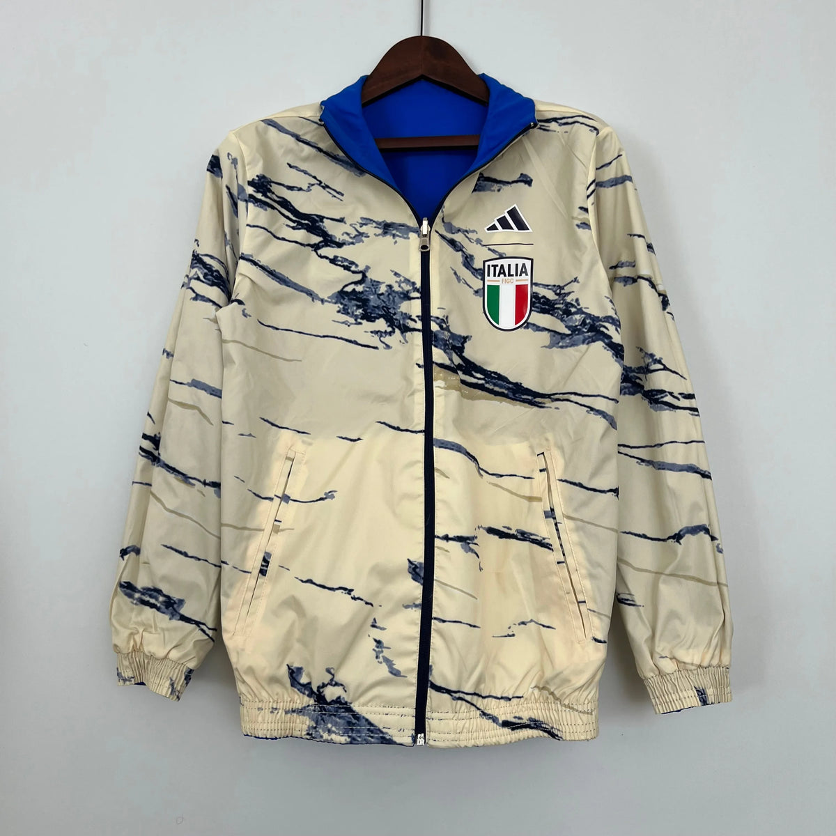 Veste coupe-vent réversible Italie/Italy beige/bleu 2023/24