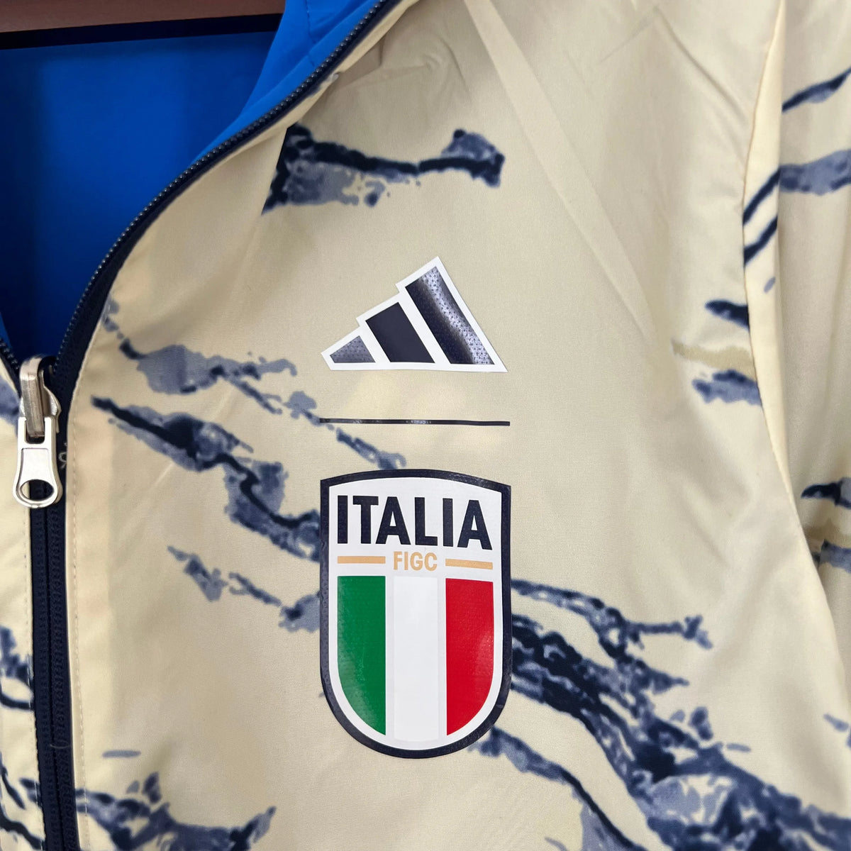 Veste coupe-vent réversible Italie/Italy beige/bleu 2023/24