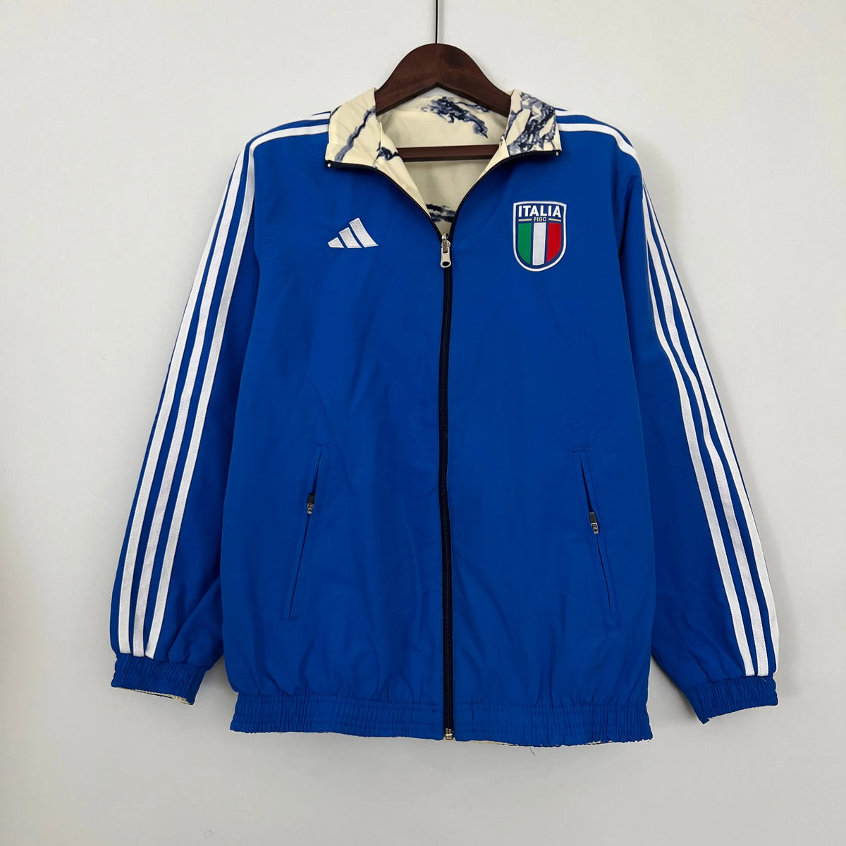 Veste coupe-vent réversible Italie/Italy beige/bleu 2023/24
