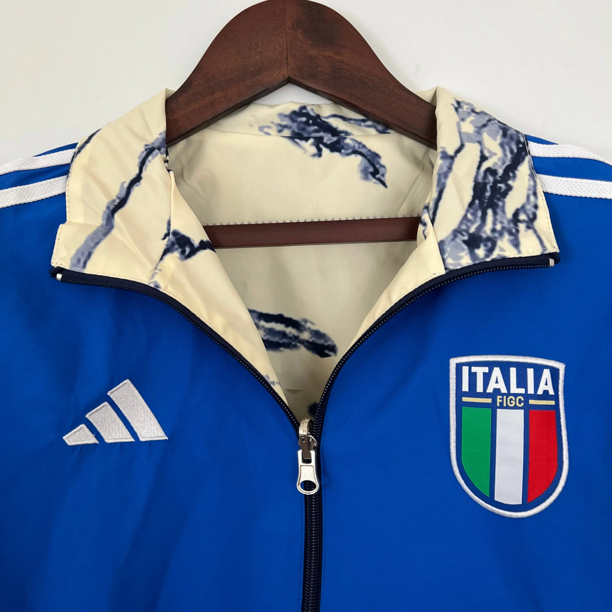 Veste coupe-vent réversible Italie/Italy beige/bleu 2023/24