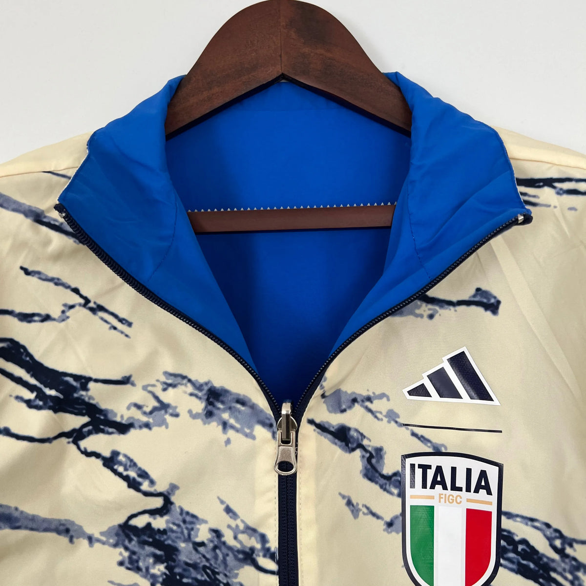 Veste coupe-vent réversible Italie/Italy beige/bleu 2023/24