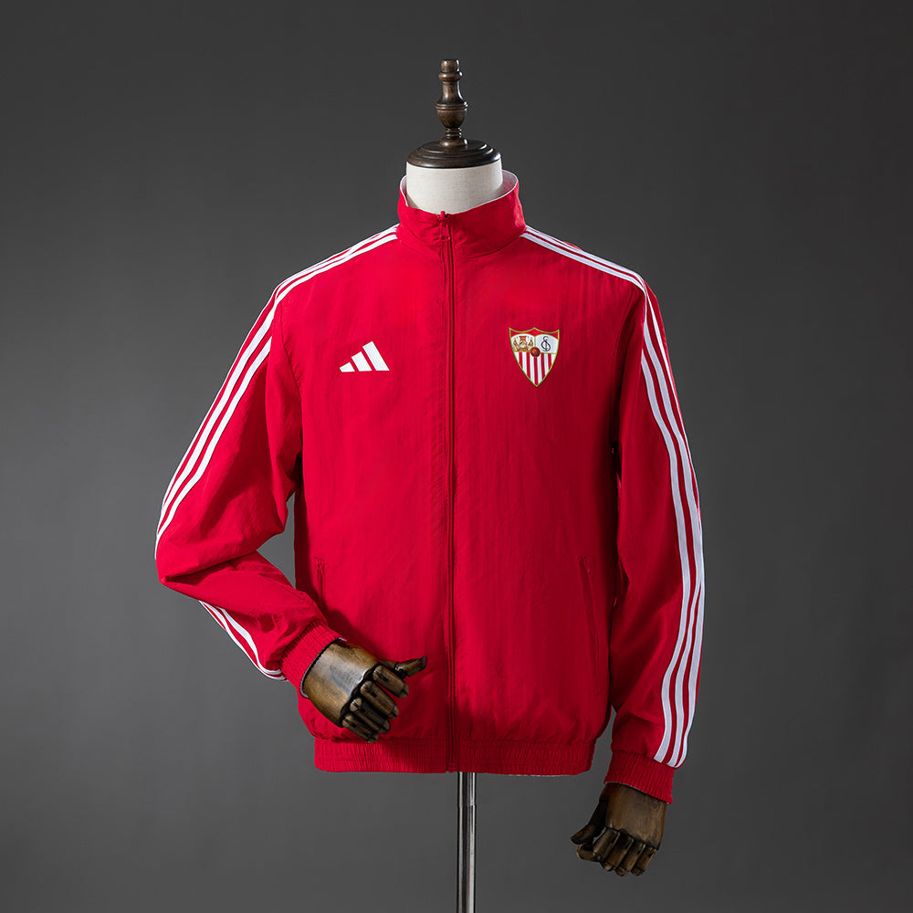 Veste Coupe-Vent Réversible Rouge et Blanc