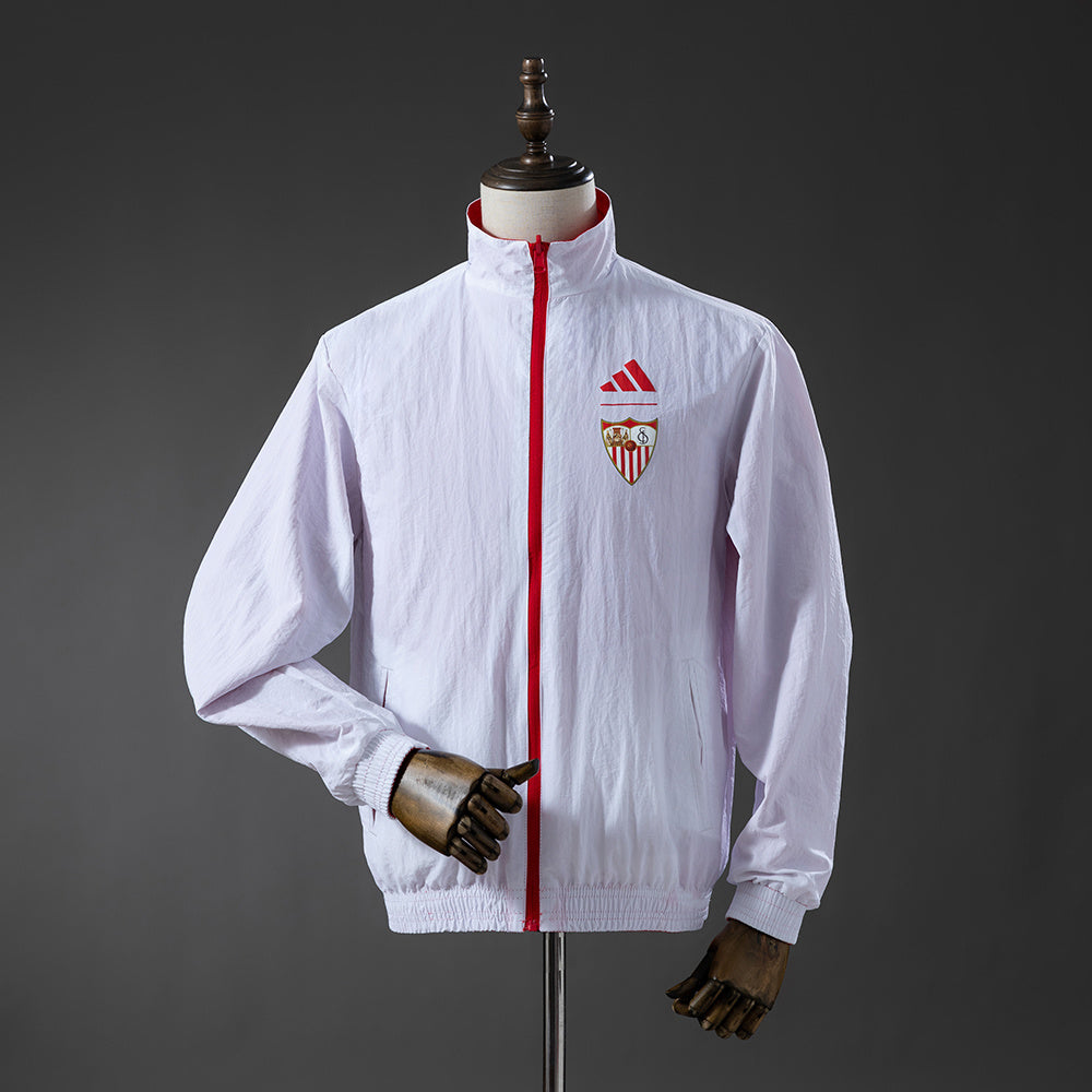Veste Coupe-Vent Réversible Rouge et Blanc