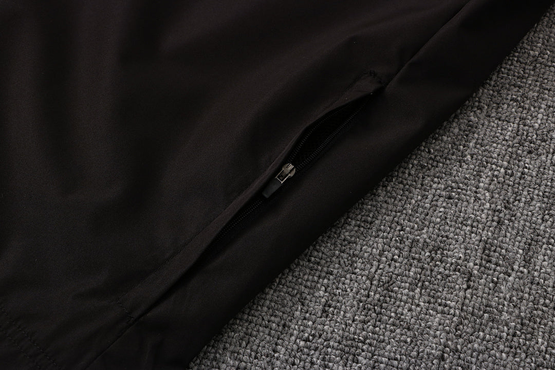 Veste Coupe-Vent Sport Noir/Bleu - Avec Capuche