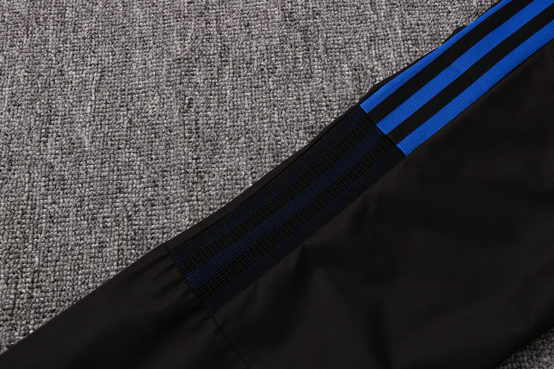 Veste Coupe-Vent Sport Noir/Bleu - Avec Capuche