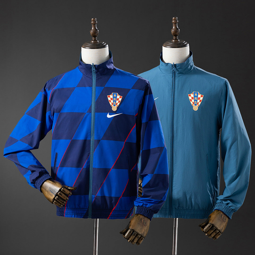 Veste Croatie Coupe-Vent Reversible Bleu Marine & Bleu Ciel