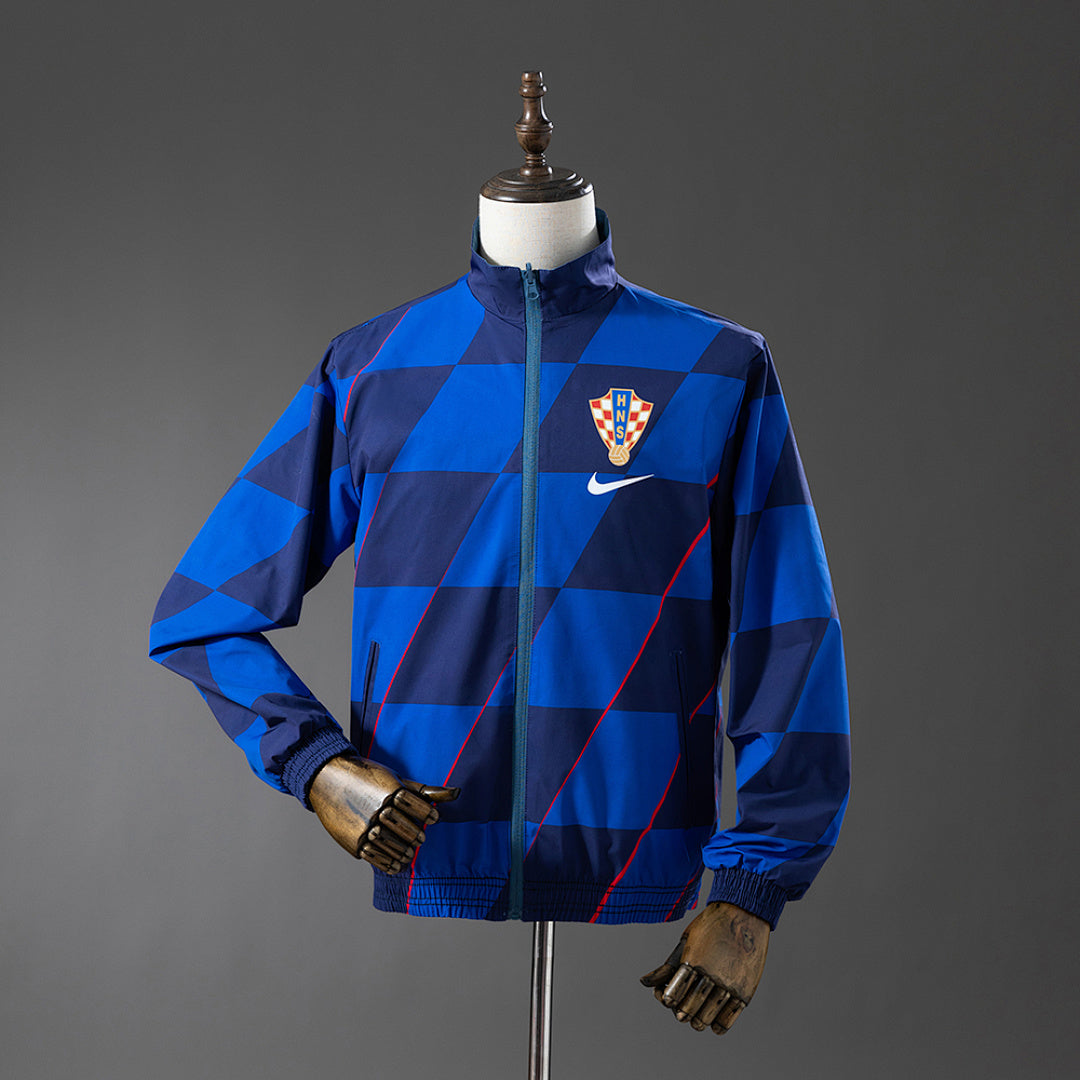 Veste Croatie Coupe-Vent Reversible Bleu Marine & Bleu Ciel