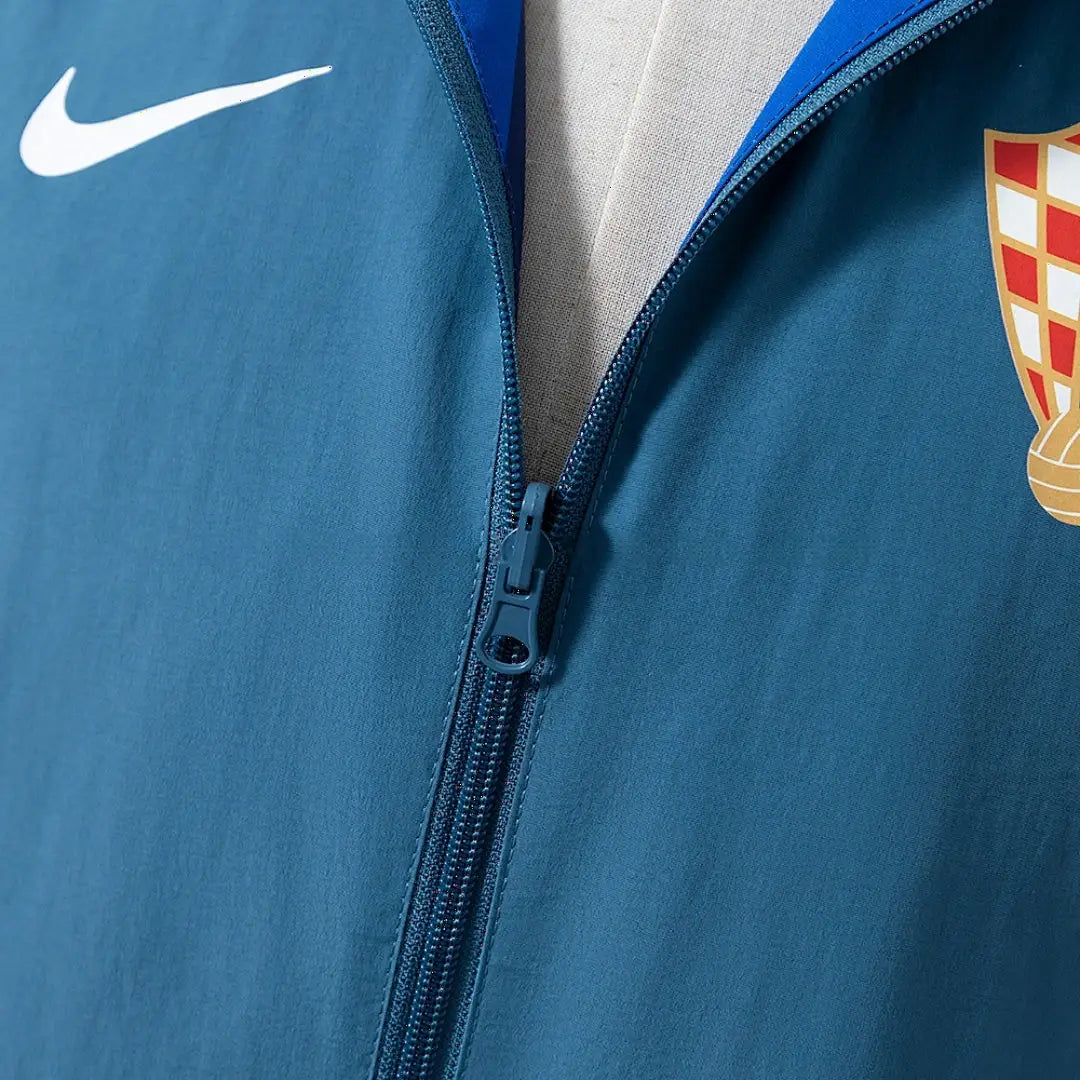 Veste Croatie Coupe-Vent Reversible Bleu Marine & Bleu Ciel