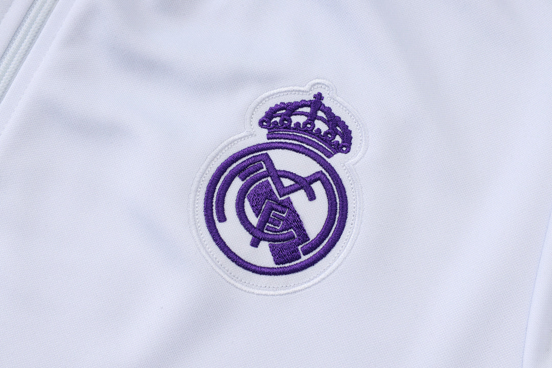 Veste de survêtement rétro zip complet Real Madrid blanc 2025/26
