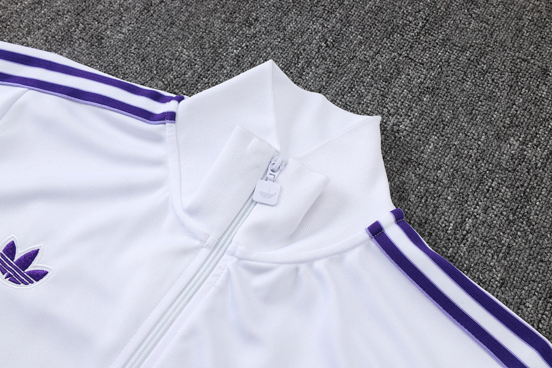 Veste de survêtement rétro zip complet Real Madrid blanc 2025/26