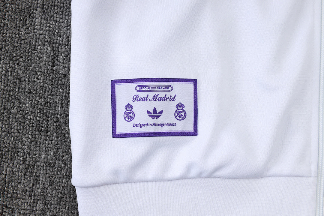 Veste de survêtement rétro zip complet Real Madrid blanc 2025/26