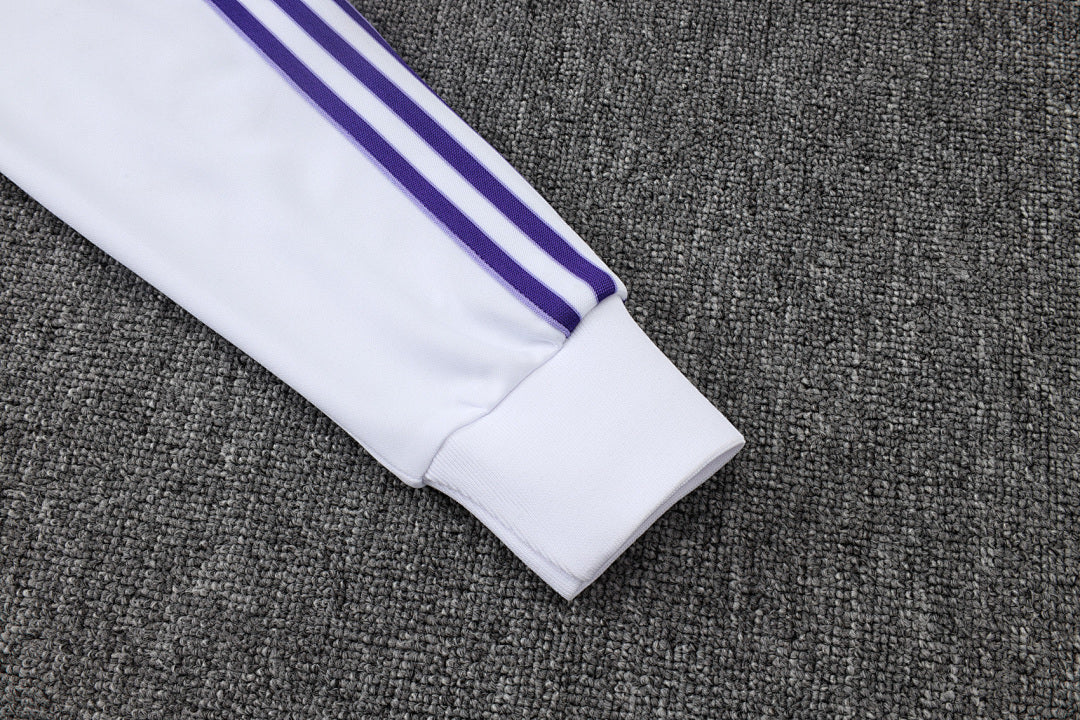 Veste de survêtement rétro zip complet Real Madrid blanc 2025/26