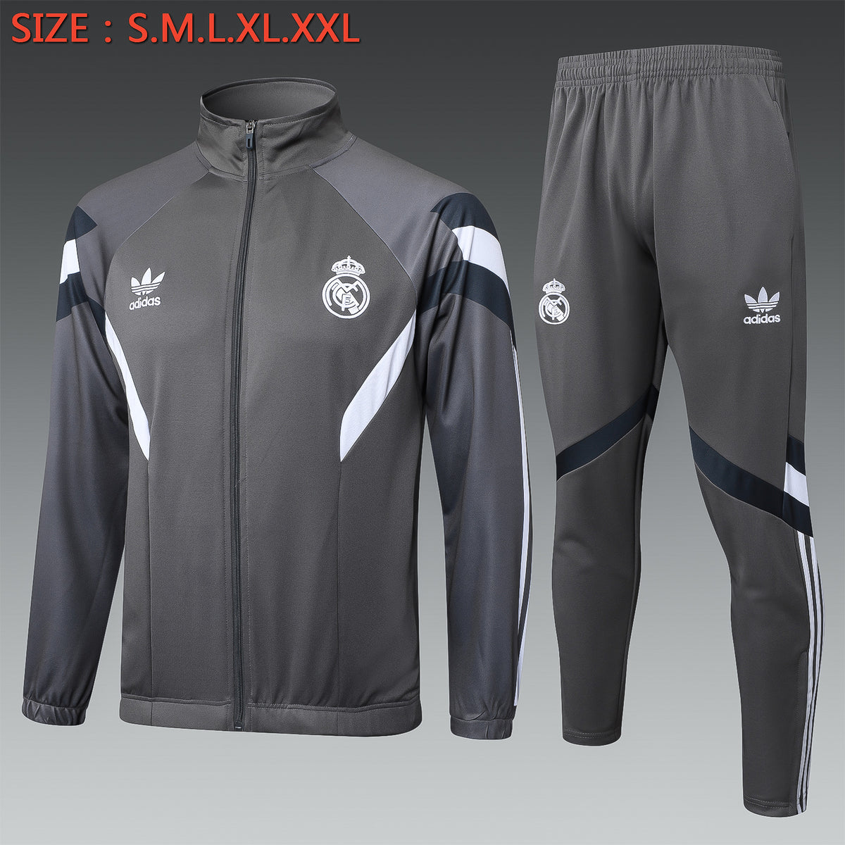 Veste zippée ensemble jogging Real Madrid 2024/25 Gris Foncé Vintage