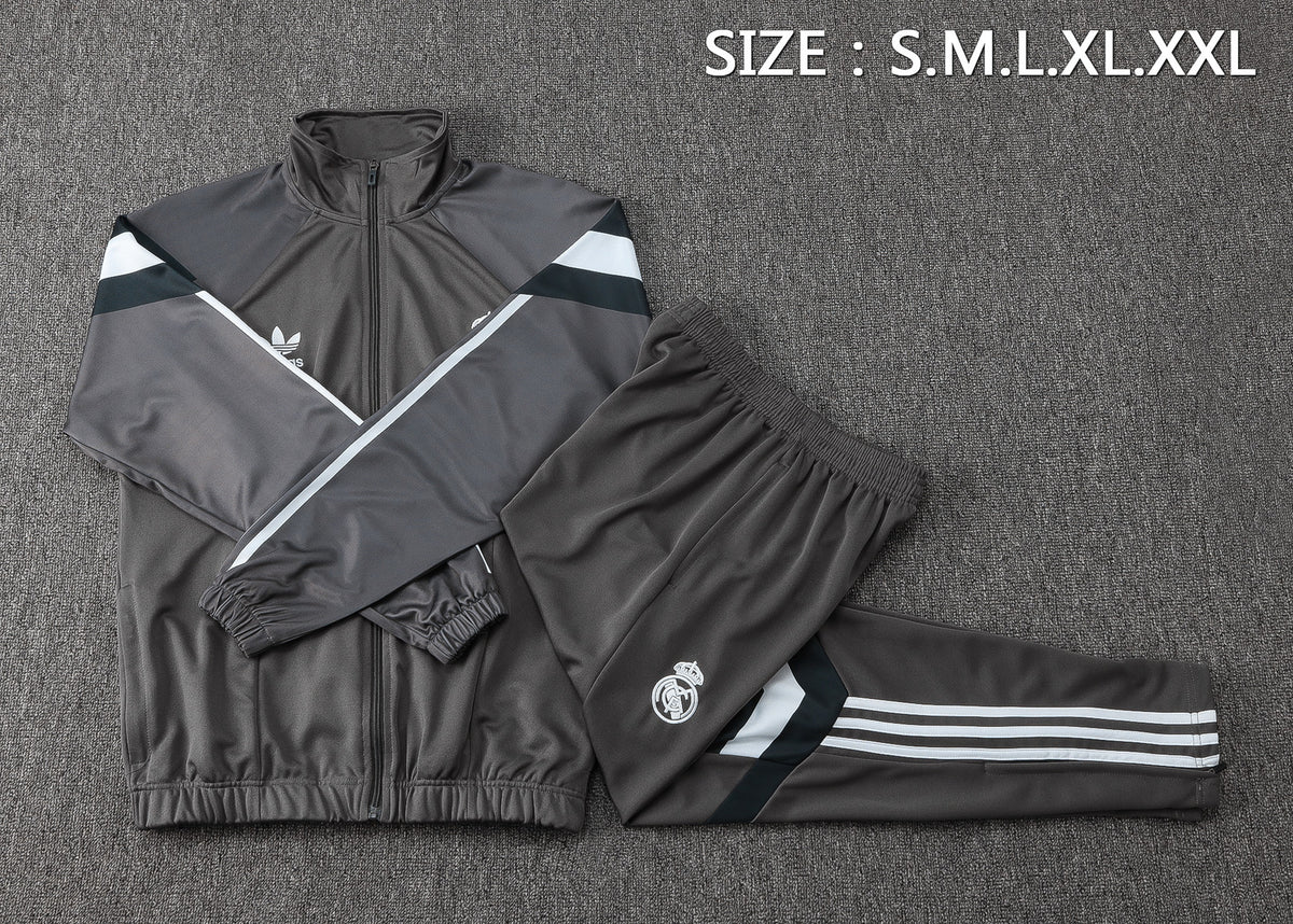 Veste zippée ensemble jogging Real Madrid 2024/25 Gris Foncé Vintage